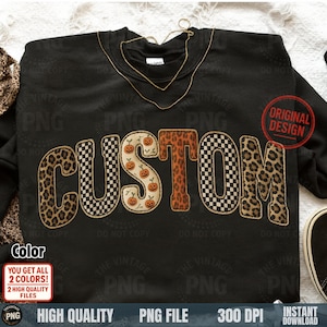 Halloween-lapptäckebokstäver PNG: Leopardrutig pumpa-typsnitt (digital nedladdning