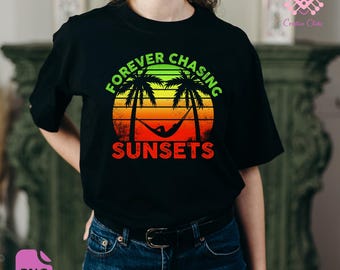 Tramonti inseguiti per sempre SVG, Tramonto retrò SVG, Estate SVG, Citazione vsco SVG, File di taglio Cricut, Tramonto PNG, Spiaggia boho SVG, download digitale