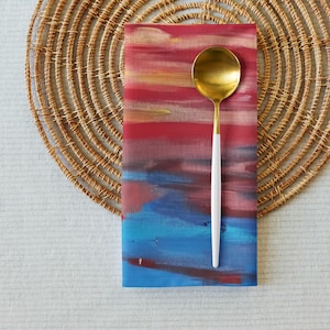Hand-Painted Coastal Napkin Set: Sunset Beach Table Linens