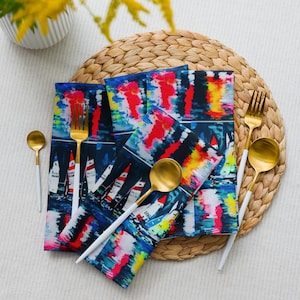 Nautical Sailboat Cloth Napkins: Coastal Dining Linens