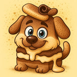 Tiramisù Dog – Dessert Animal Printable & Wallpaper / A4 JPG, PNG trasparente