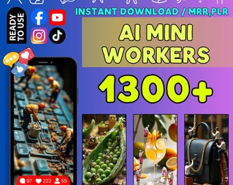 1300+ AI Mini Workers Reels | Food, Building, Self-Care Clips (Digital Download)