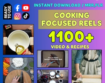 1100+ Cooking Reels Bundle | Faceless Hands-Only Food Videos | Aesthetic Baking Recipe Clips | TikTok Shorts Video Stock | PLR MRR Download