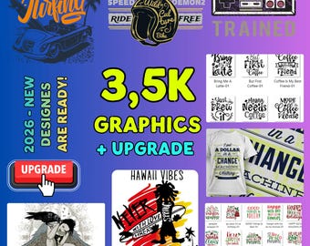 3.5K Graphics Bundle with 2026 Upgrade (T-shirt, POD, Mugs)