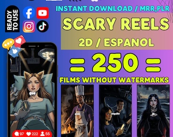 250 Scary 2D Reels | Creepy Stories, No Watermarks (Instant Download) MMR PLR