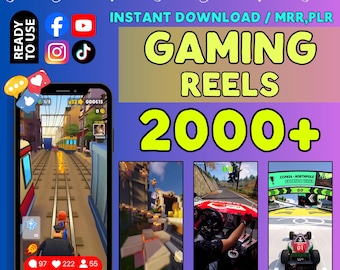 2000+ Gaming Video Bundle, Game Reels, Gamer Social Media Content (MRR & PLR)