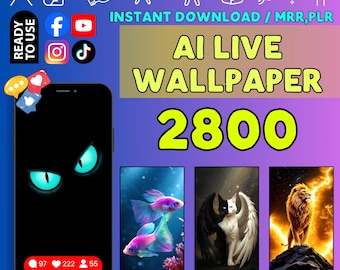 2800 AI Live Wallpapers | Dynamic Loops, Fantasy, Animals, Landscapes (Instant Download)