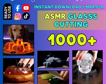 1000+ ASMR Glass Cutting Videos | Satisfying Transparent Objects (Instant Download, MRR/PLR)