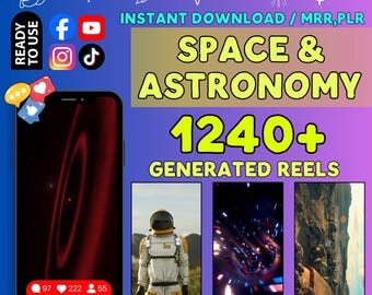 1240+ Space Videos, Cosmos, Galaxies, Science Content (MRR PLR)