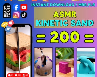 200 ASMR Kinetic Sand Cutting Videos | Satisfying Crunch, Reels (Instant Download)