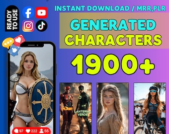 1900+ AI Characters: Women, Superheroes, Fantasy Reels (Digital Download)