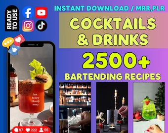 2500+ Cocktail Recipes Bundle | Mixology Videos (Instant Download)