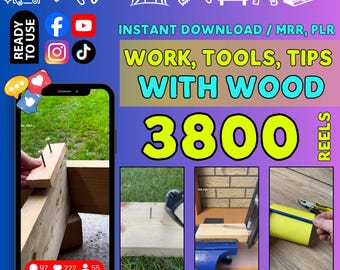 3800 Woodworking DIY Reels, Real Tool Videos, Carpentry Tips (PLR MRR)