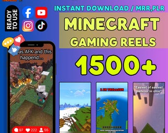 1500+ Minecraft Gaming Reels | Building, Survival, Parkour & Views | Ready‑to‑Use Clips | Instant Download | MRR + PLR
