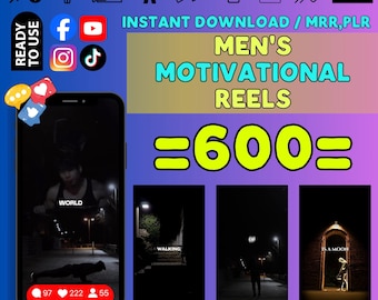 600 Dark Style Motivational Reels | Men's Fitness, Discipline Videos (MRR, PLR)
