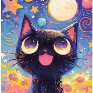 Original exklusives "Kreuzstichpackung ""Katzen unter dem Sternenhimmel"" - Cartoon 16KT Präzisionsdrucke Kreuzstichpackung für Wohnzimmer, Schlafzimmer oder Eingangsbereich."