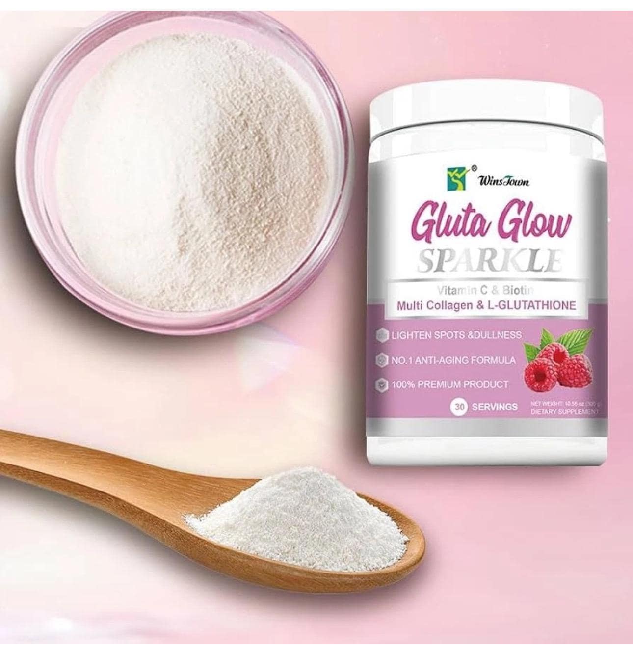 glutathione glow supplement Gluta Glow Sparkle Vitamin C & Biotin L-glutathione Supplement 300g Skin,  Hair, Nails