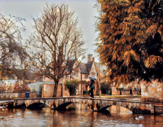 Bourton On The Water Painting Country Kitchen Decor British Etsy