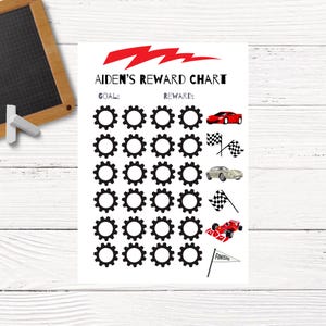 Race Car Reward Chart, Personalized Incentive Chart for Kids