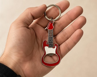 Metal Guitar Stainless Steel Bottle Opener Keyring, Pocket Bar Tool Music Gift