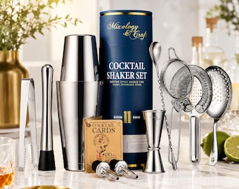 Cocktail Shaker Gift Set Bartender Kit with Cocktail Cards Bar Cocktail Giftset