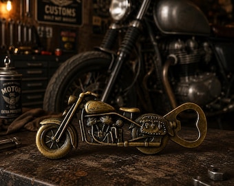 Vintage Brass Motorcycle Bottle Opener: Biker Bar Tool Gift