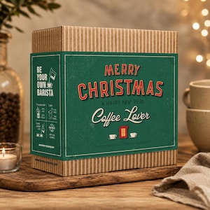 Gourmet Novelty Coffee Christmas Box - 5 Single Origin Hand Roasted Ground Coffees in a Gift Box with Gift Wrapping