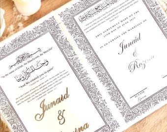 Custom Nikahnama Book, Personalized Nikkah Certificate, Islamic Wedding Contract Keepsake, Katb Al Kitab