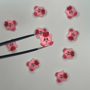 Adornos para uñas de Kirby en color rosa amoroso / Adornos para uñas Kawaii 3D DIY para manualidades y uñas 10 PIEZAS