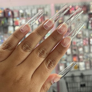 Puntas de repuesto para uñas postizas extra largas XL, cónicas, cuadradas, curvas, sin C, cobertura total / 12 tamaños / 25 uñas para manicura a presión DIY / Nail Art