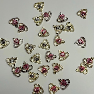 Girly Rustic Metal and Gold Rhinestoned Princess Love Planet/ Queen Tiara Crown 3D Nail Charms Flatback | DIY Nails/Crafts 10 PIECES