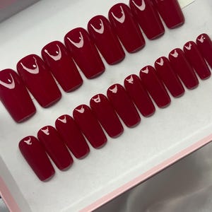 Burgundy Wine Red Press On Nails: 20 Piece Handmade Set