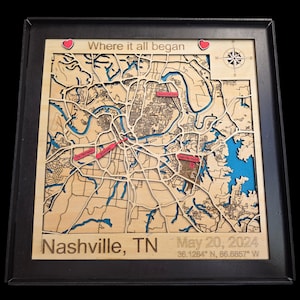 Benutzerdefinierte Schichtkarte Kunst - personalisierte Stadt Position Geschenk - Jahrestag Andenken