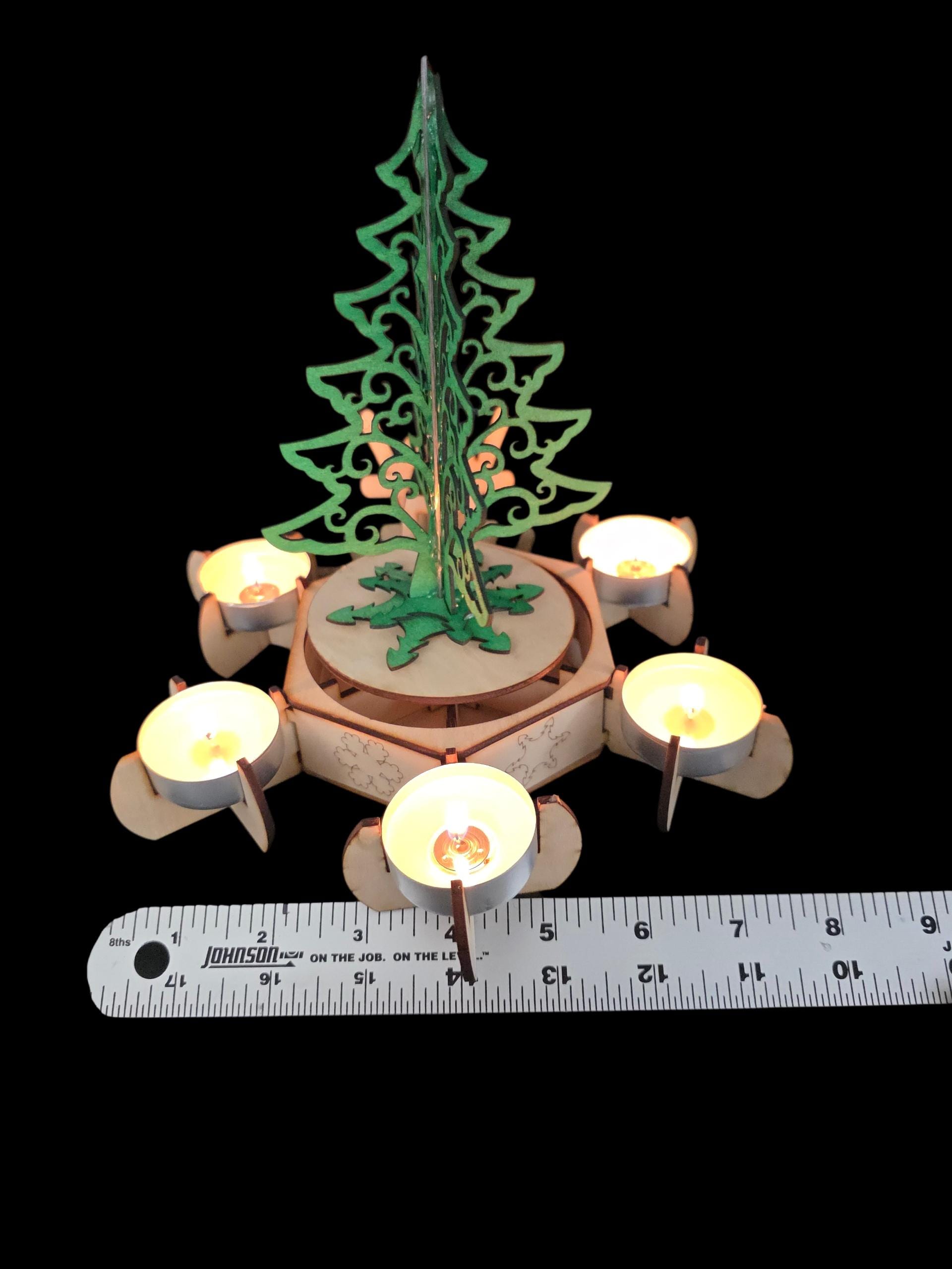 Christmas Tree Candle Carousel SVG – Rotating Wooden Pyramid - Laser ...