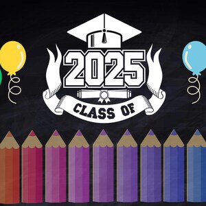 Calcomanía de graduación de la generación 2025: vinilo colorido con temática escolar de pizarra para portátiles, botellas de agua y regalos. Ovalada, 100 x 150 mm