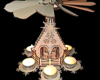Kersthuiskaarsencarrousel piramide - roterend