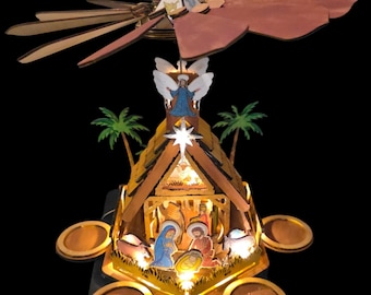 Nativity Candle Carousel SVG | Laser Cut Christmas Pyramid with LEDs & Detailed Instructions (Digital Download)
