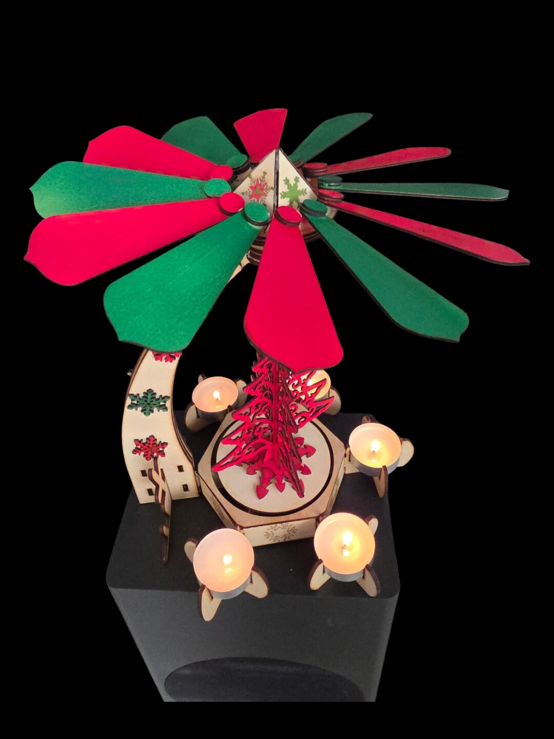 Christmas Tree Candle Carousel SVG – Rotating Wooden Pyramid - Laser ...