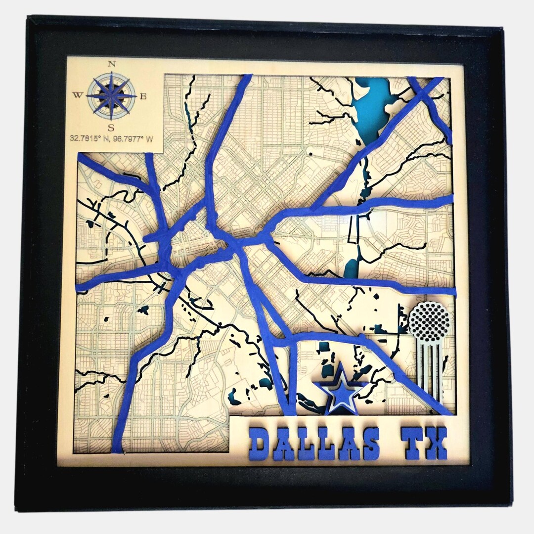 3D Layered Wood Map Dallas TX SVG – Laser Cut File (digital Download ...