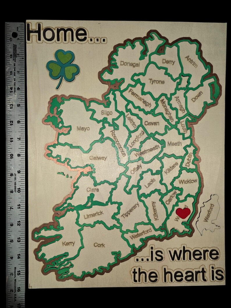 Rustic Irish Map Layered Wooden Ireland Map – All Counties Heritage Wall Art – Home ...
