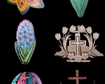 Easter SVG 75 Piece Bundle – 3D Flowers, Eggs, Crosses, Easter Characters (Digital Download)