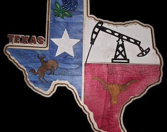 Layered Texas SVG | Cowboy, Longhorn, Oil Pump Jack Laser Cut File (Digital Design)