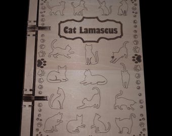 Laser-Cut Wood Cat Journal – A5 Binder, Rose Gold Hardware, Refillable Planner