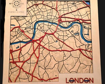 3D Layered London Map SVG | Laser Cut Wood File | Lightburn Glowforge Ready (Digital Download)