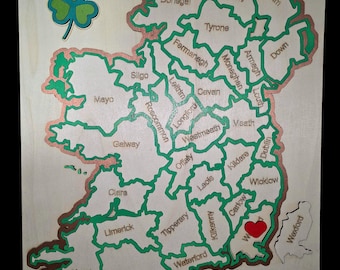 Layered Wooden Ireland Map – All Counties Heritage Wall Art – Home Heart Puzzle