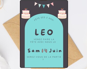 Carte d'invitation anniversaire enfant