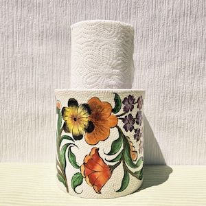 Handbemalte türkische Keramik Serviettenhalter - Florale Tischdekoration | 15 cm Boho Küchenzubehör | Traditionelle Keramik