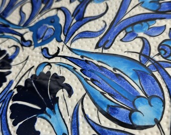 額入りトルコ陶器壁アート - 伝統的なアナトリアのモチーフ、壁掛け