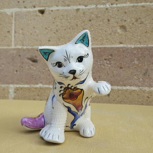 Sitting Ceramic Cat  Figurine - Decorative Cat Decor - Home Cat Decor - Cute Cat Sculpture - Cat Owner Gift