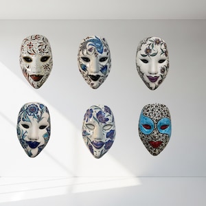 Hand Painted Ceramic Wall Mask  | Artistic Face Wall Decor | Unique Home Decor | Unique  Face Wall Decor | Wall Mask Hanging